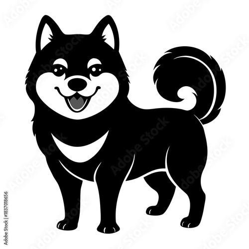 Shiba Inu Smiling Face vector clean black silhouette design white background