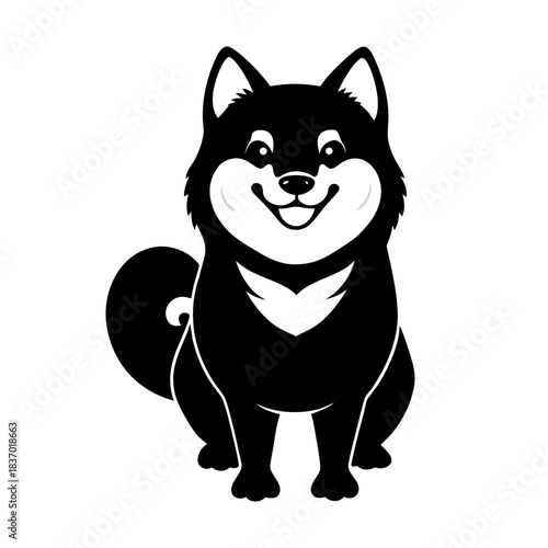 Shiba Inu Smiling Face vector clean black silhouette design white background