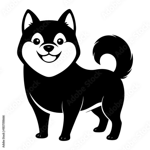 Shiba Inu Smiling Face vector clean black silhouette design white background