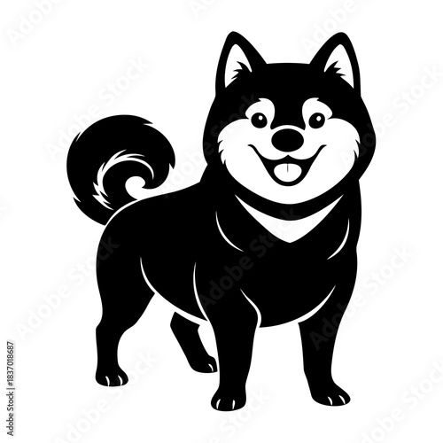 Shiba Inu Smiling Face vector clean black silhouette design white background