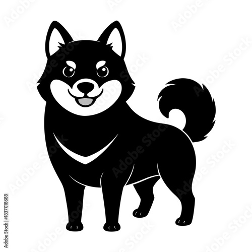 Shiba Inu Smiling Face vector clean black silhouette design white background