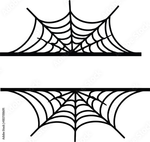 Two symmetrical spider webs border design for halloween projects