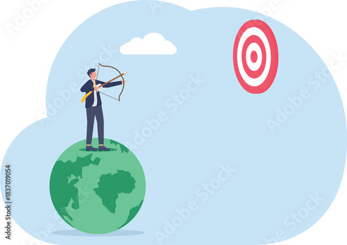 illustration of a successful entrepreneur with awards and leadership in his business field

