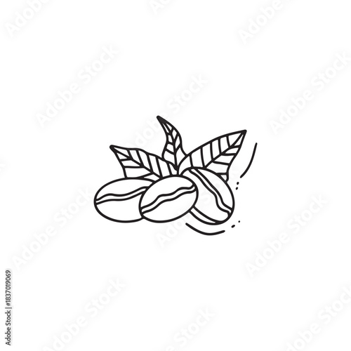 set of coffee beans in bag in graphic style hand-drawn vector illustration.