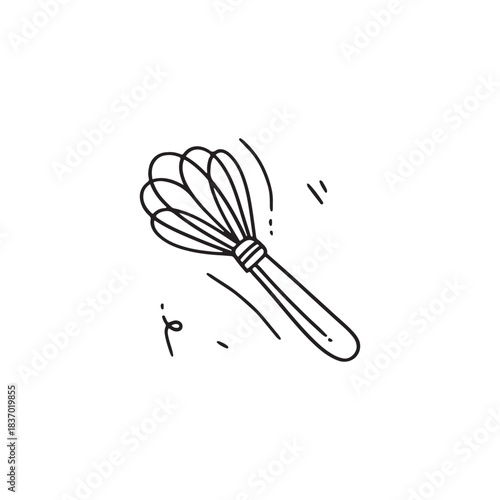 Isolated brown kitchen whisk vintage art vector illustration suitable for culinary designs
