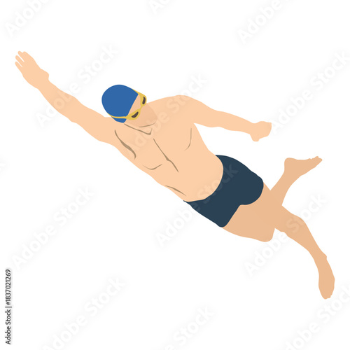 freestyle male swimmer or diver vector illustration