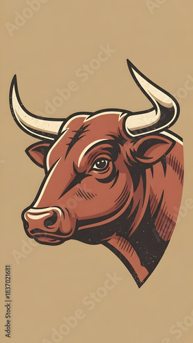 Artistic Bull Head Illustration with Bold Features and Distinct Colors