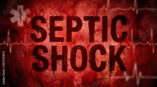 Urgent medical warning graphic illustrating dangerous septic shock condition with vital signs