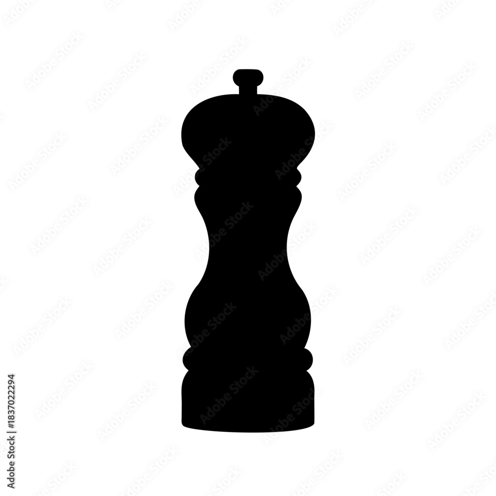 Obraz premium Silhouette of a manual pepper grinder, kitchen utensil, cooking tool