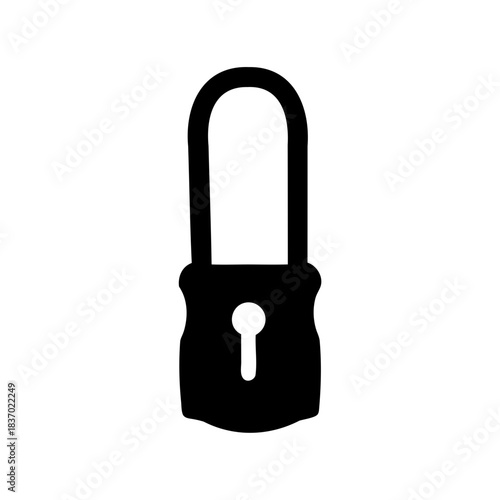 Black Silhouette of a Classic Padlock Protecting Against Unauthorized Access Risks
