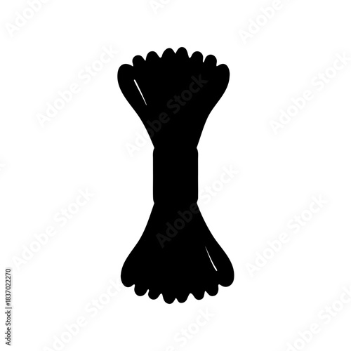 Stylized illustration of a farfalle pasta shape in black silhouette