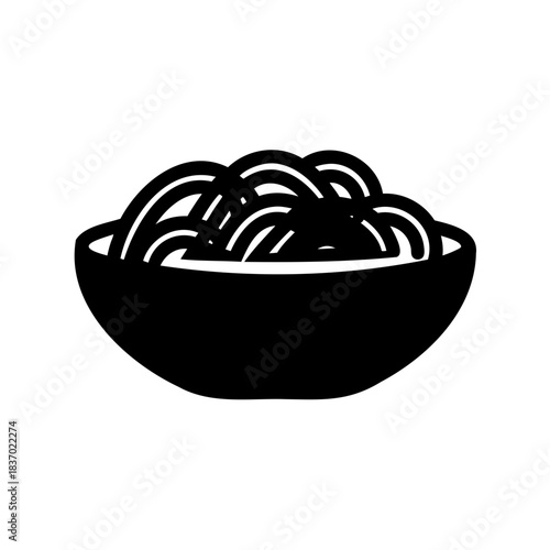 Monochrome illustration of a bowl full of pasta, a delectable Italian dish