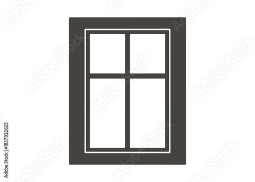 A rectangular window designed for a house, set against a white background. Vector illustration

