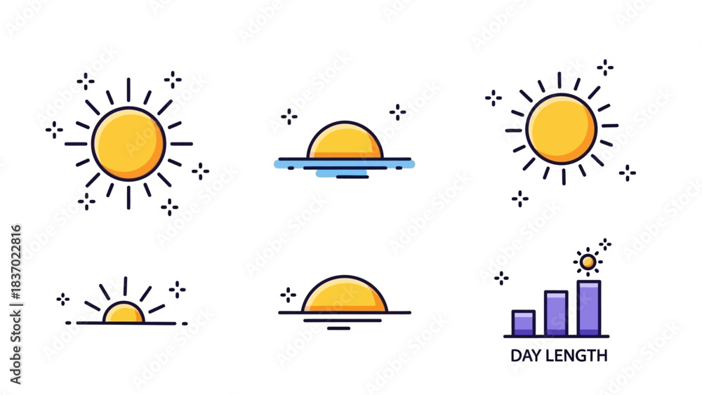 Fototapeta premium WINTER SOLSTICE SUN SYMBOL ICON SET