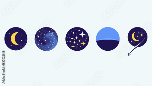 WINTER SOLSTICE LONGEST NIGHT ICON SET