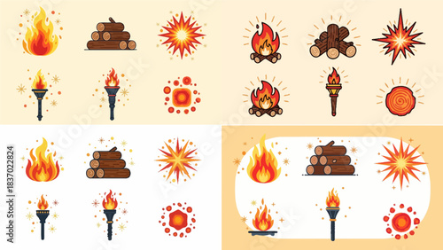 WINTER SOLSTICE BONFIRE ICON SET