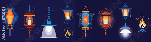 WINTER SOLSTICE LANTERN LIGHT ICON SET