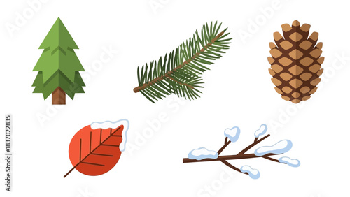 WINTER SOLSTICE EVERGREEN TREE ICON SET