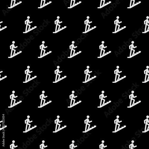 Man climbing the stairway pattern seamless isolated on black background