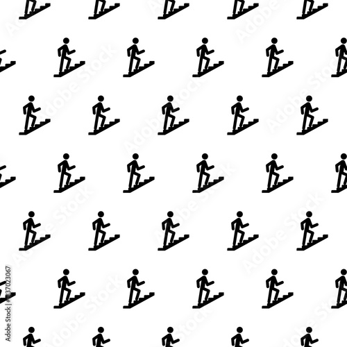 Man climbing the stairway pattern seamless isolated on white background
