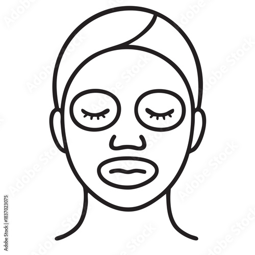 Woman face mask icon linear vector illustration female doing facial skincare treatment