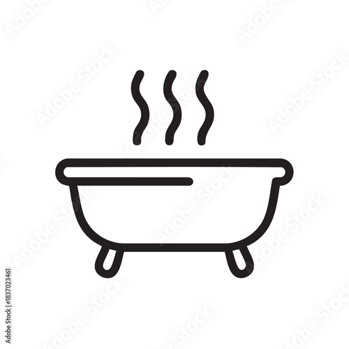 Bathtub with steam line icon design. hot bath vector illustration for relaxation and spa