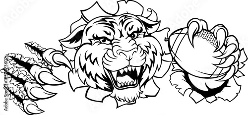 A tiger American football sports team cartoon animal mascot