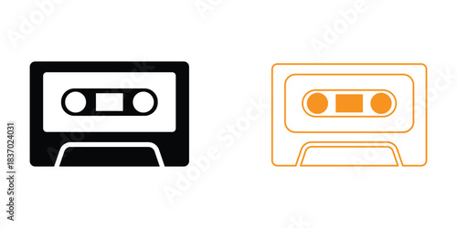 Retro Cassette Tape Icon outline