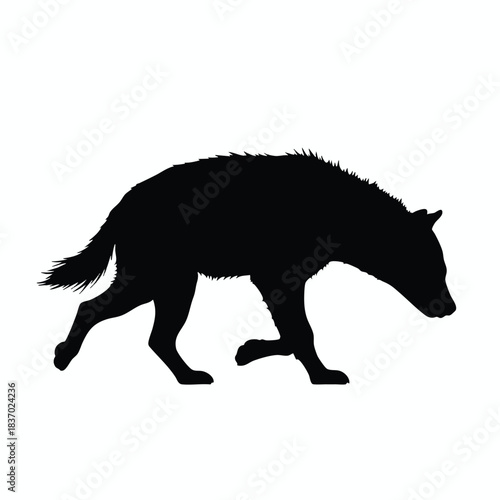 Black Silhouette of a Running Canine Animal