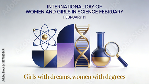 Women and girls participating in the International Day of Science, girls' dreams building women's scientific and technological innovation, suitable for science and education propaganda materials.
