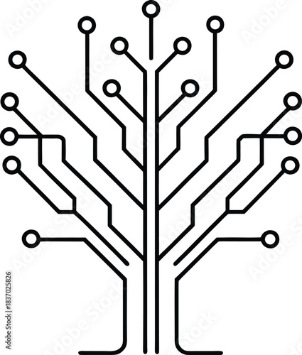 Abstract Circuit Tree Technology Illustration