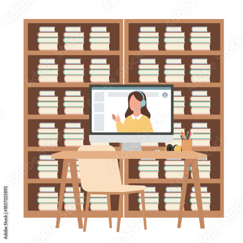 Flat Vector Library Online Study Corner