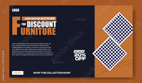 Modern home decor collection featuring stylish furniture and interior design ideas with discount offer.
Modern furniture for sale advertisement with 20 percent off discount and lifestyle images showca
