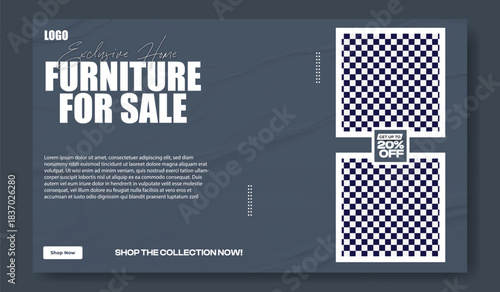 Modern home decor collection featuring stylish furniture and interior design ideas with discount offer.
Modern furniture for sale advertisement with 20 percent off discount and lifestyle images showca