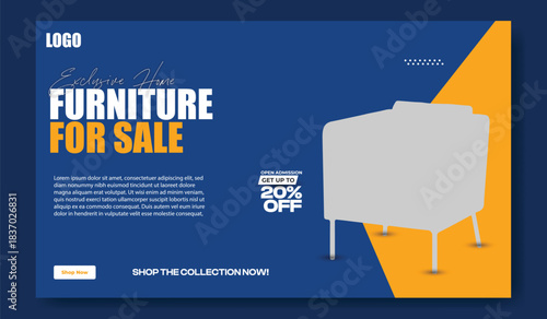 Modern home decor collection featuring stylish furniture and interior design ideas with discount offer.
Modern furniture for sale advertisement with 20 percent off discount and lifestyle images showca
