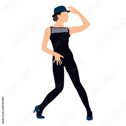 woman dancing pose ballet jazz hat illustration vector image