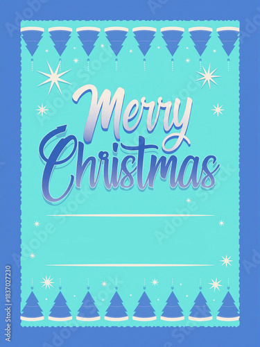 merry christmas greeting card poster with christmas tree