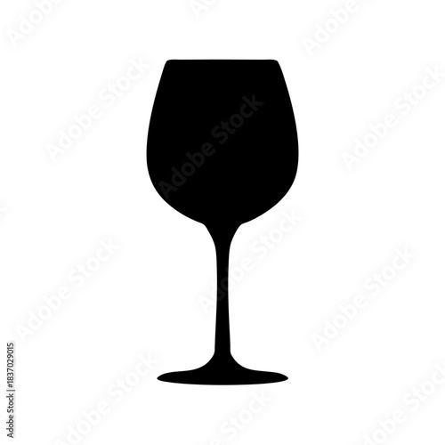 Silhouette of a classic stemmed wine glass, perfect for holding red or white wine, champagne, or sparkling beverages, symbolizing elegance, celebration, and refined taste. a vector graphic icon.