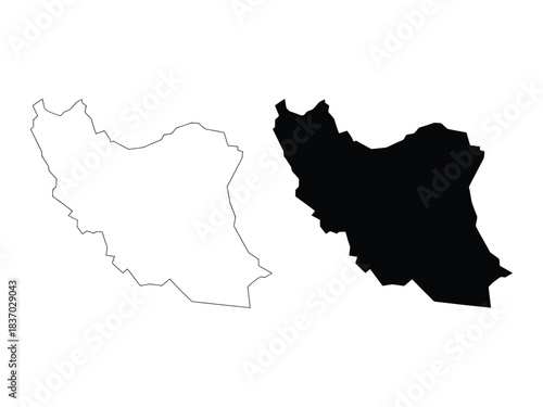 Map of Iran Outline and Silhouette Vector Graphic