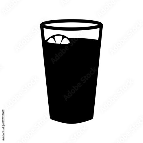 Black and white silhouette icon representing a glass of juice with a lemon slice