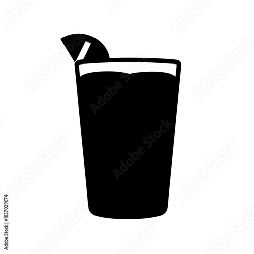 A simple silhouette icon illustration of a drink glass with a garnish