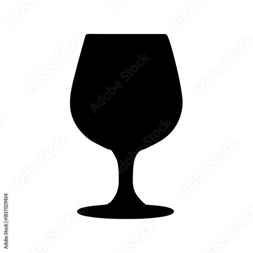 A minimalist black silhouette icon representing a stemmed glass, suitable for wine or spirits.
