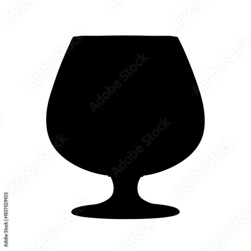 A black silhouette illustration of a snifter glass used for serving brandy or cognac