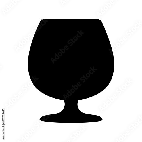 A simple black silhouette icon depicting a classic snifter glass, often used for serving brandy or cognac.