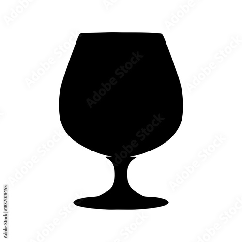 Minimalist black silhouette of a classic snifter glass for brandy or cognac.