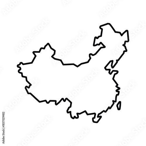Simple Outline Vector Map of China Country Border Graphic