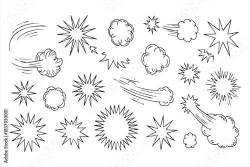 Action Burst and Explosion Line Elements for Cartoon Graphics