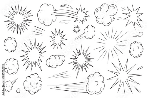 Sketch-Style Explosion Bursts and Streak Effects for Graphic Design