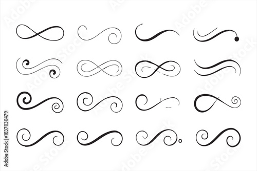 Ornamental Line Flourish Set for Typography and Classic Design