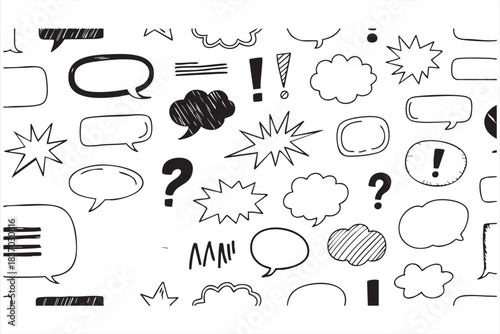 Creative Comic Callout Set with Stars, Question Marks, and Expressive Shapes